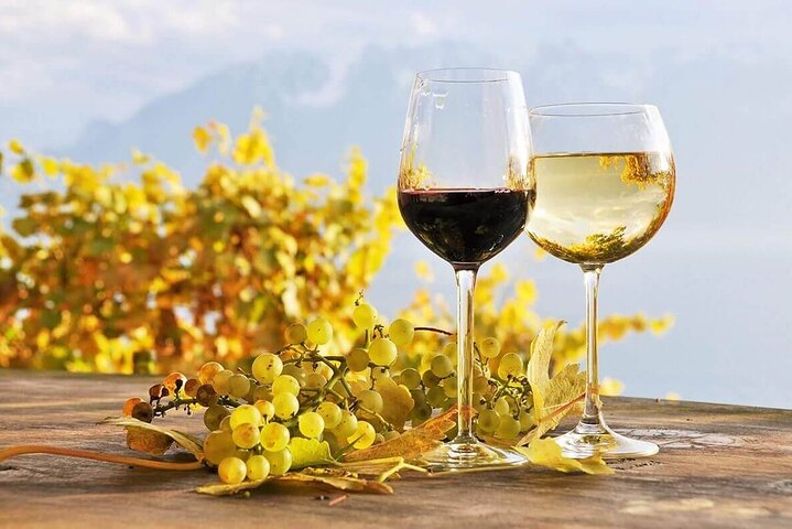 Two glasses of wine in Santorini wine tour