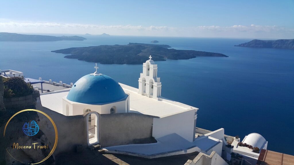 Three bells of Santorini in Firostefani, a unique spot for tours in Santorini and nice photos