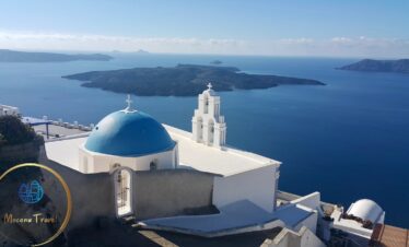 Three bells of Santorini in Firostefani, a unique spot for tours in Santorini and nice photos