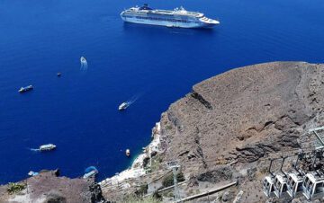 Cable Cars in Santorini at Old port for Cruise Ship Travelers