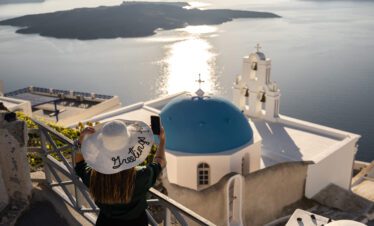 Three bells of fira located in Firostefani villgae
