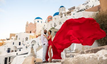 Santorini flying dress photographer