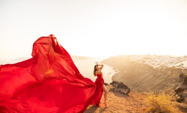 Red dress santorini