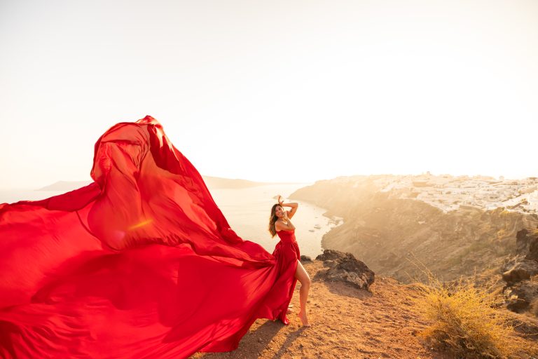 Red dress santorini