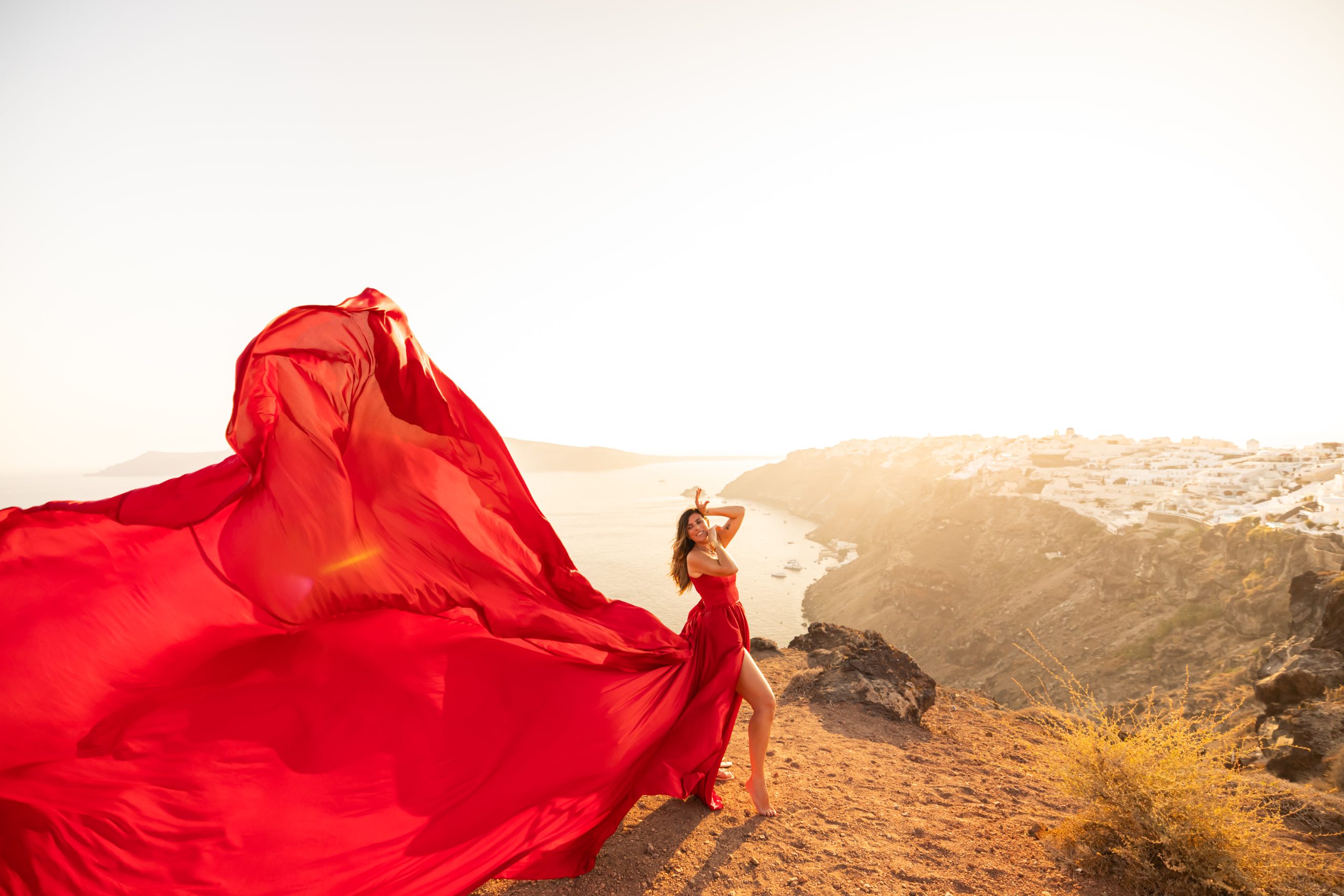 Red dress santorini