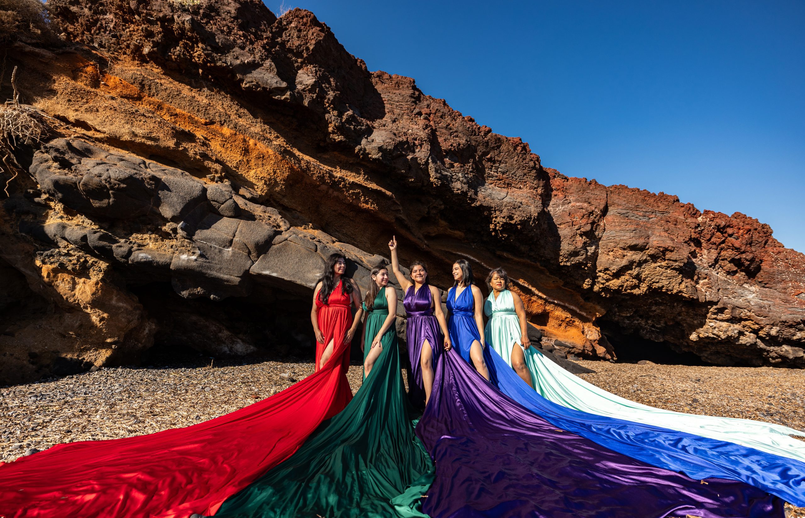 family flyig dress in santorini