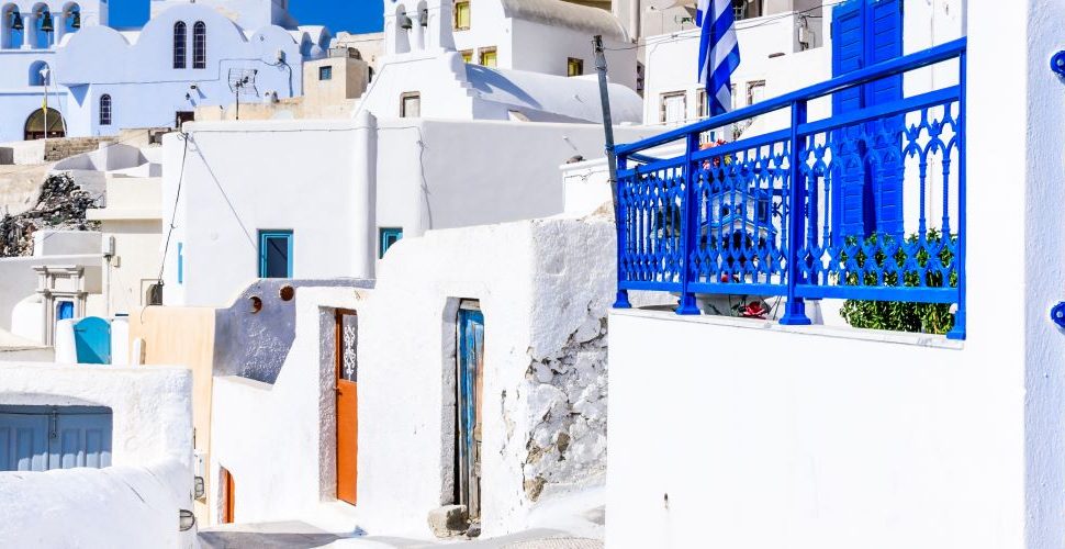 Pyrgos village with nice churches and narrow streets